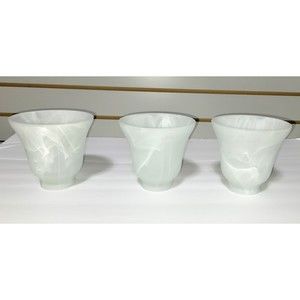 3 frosted white swirl alabaster glass vanity ceiling fan light shade bell shape